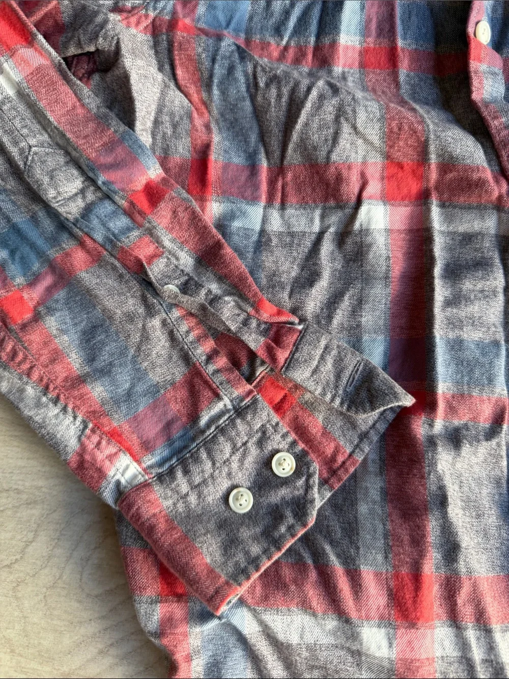 Banana Republic Plaid Button-Down Shirt in Red, Gray & Blue